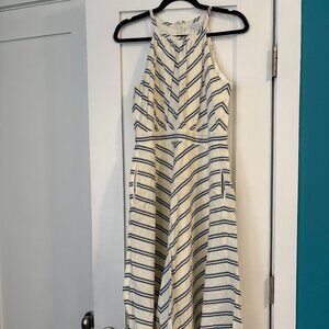 Striped linen midi dress size 6